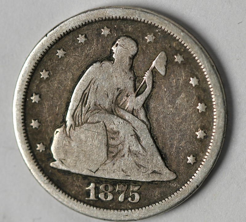1875 S 20 Cent Piece Seated  liberty You Grade