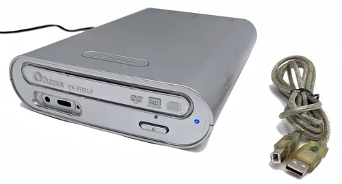 Plextor PX-708UF DVD / CD Rewritable Drive DVD+R/RW Hi-Speed USB w/Cables TESTED