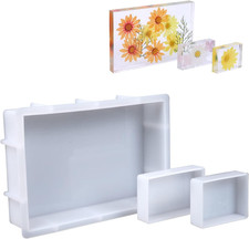 3 Pcs Rectangular Silicone Molds for Resin, Large Resin Mold Glossy Deep Square