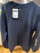 Carhartt Sweatshirt Mens Large Navy Solid Loose Fit Crew Neck Relaxed Casual