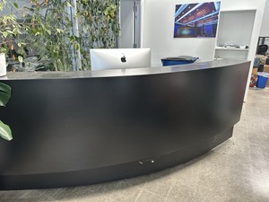 Steve Jobs’ Curved Black Laminate Reception Desk 1980s @ Apple. Collector Item!