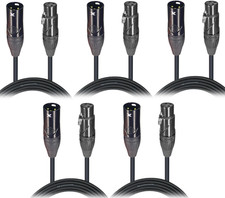 ProX XC-DMX10 5 Pack 10ft 3 Pin DMX Cable Male to Female DJ Lighting