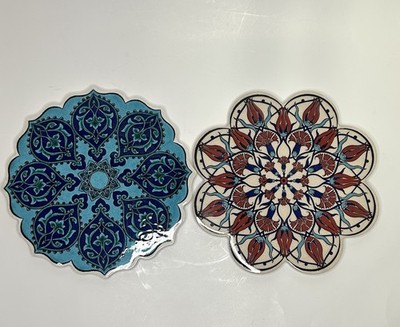 Turkish Ceramic Tile Trivet Mandala Hotplate 7'' X 7'' Made In Turkey