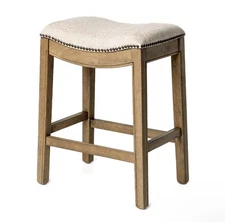 Maven Lane Adrien Backless Counter Stool 26 Inches, Brown Solid Wood Frame