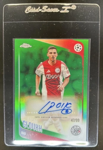 2025-26 Topps Chrome UEFA CC Oscar Gloukh Auto Green Refractor #/99 Ajax