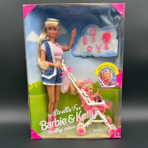 Barbie & Kelly Strollin' Fun Playset Mattel 13742 Vtg 1995 Stroller Waving NRFB