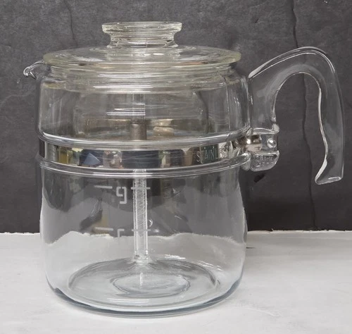 Vintage Pyrex Flameware Glass Coffee Maker Pot Percolator 9-Cup 7759-B COMPLETE