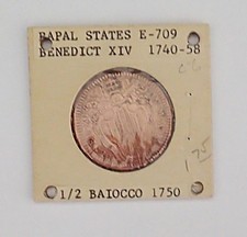Very old coin from Italy (The Papal States) - 1750 - 1/2 Baiocco
