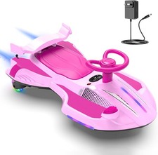12V Electric Wiggle Car w/Pedal for Kids,Rechargeable 2 in 1 Swing Car,Drifting