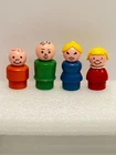 Vintage Fisher Price Little People Family Wood Plastic Mom Dad Boy Girl FAMILY