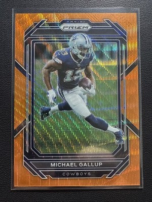 MICHAEL GALLUP ORANGE WAVE #d /60 2022 PRIZM #80 COWBOYS WASH COMMANDERS