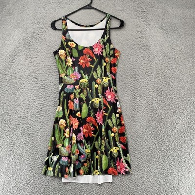 Black Milk Cactus Dress Womens L Floral Fit Flare Tank Desert Flower Skater