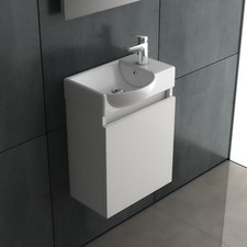 Alpenberger Badmöbel-Set Vormont Waschbecken mit Unterschrank Hochglanz Gäste-WC