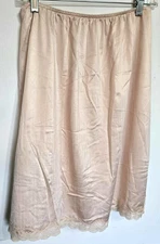 Vintage Adonna Half Slip 2X Beige Lace Trim Nylon Excellent Condition