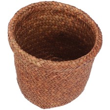 Small Woven Storage Basket Floor Trash Bucket Decorative Can Household Waste