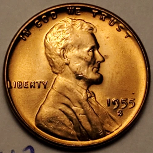 1955 S US Uncirculated 1 Cent Lincoln Penny UNC