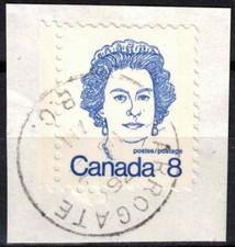 S.O.N. FRAGMENT, NICE POSTMARK: HARROGATE, BC CARICATURE DEFINITIVES 1974-76