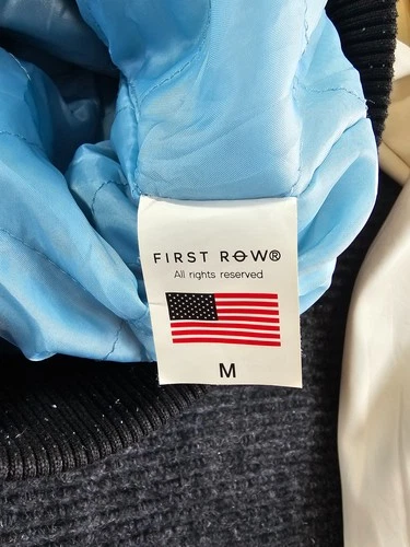 First Row Jacket Pen & Brush Varsity Jacket Mens Medium Sky Blue Quilted Lined image 6