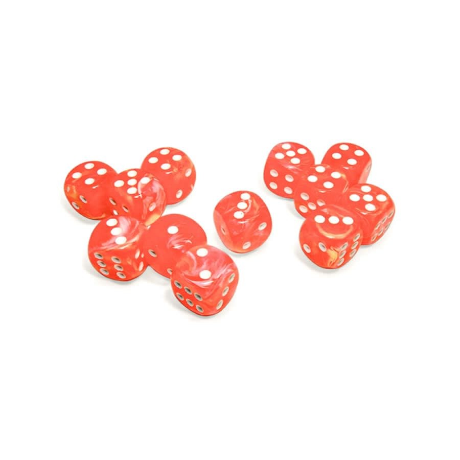 Dahlia Festive Luminary Dice with White Pips D6 16mm (5/8in) Pack of 12 Chessex