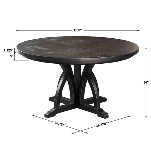 Uttermost Maiva 56" Round Mango Wood and MDF Dining Table in Black - Picture 7 of 7