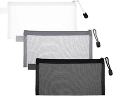 3Pcs Mesh Makeup Bags Small Nylon Zipper Pouch Travel Cosmetic Organizer Pencil