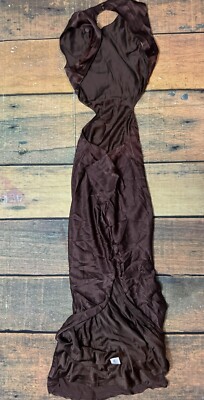 brown dress midi As I Expected Brown Satin Cowl Neck Sleeveless Midi Dress