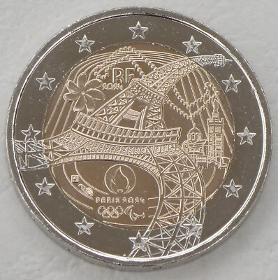 #ad 2 Euro Gedenkmünze Frankreich 2024 Olympische Spiele 2024 Eiffelturm unz. EUR 5.20