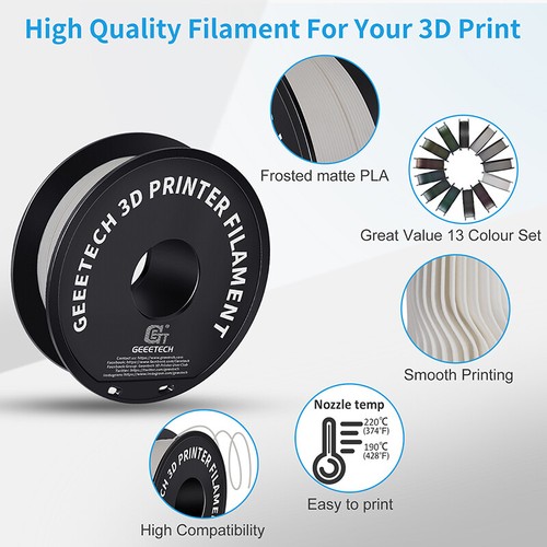 Geeetech 3D Printer PLA Filament Matte White Color Textured PLA 1KG/roll 1.75mm - Picture 3 of 7