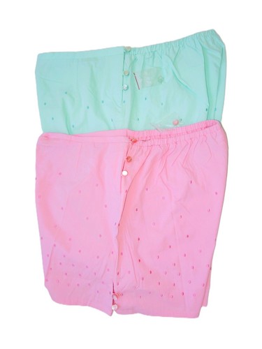 2 Packs Women Summer Shorts - Pink & Green Half Elasticated Waist Ladies Shorts - Picture 3 of 17
