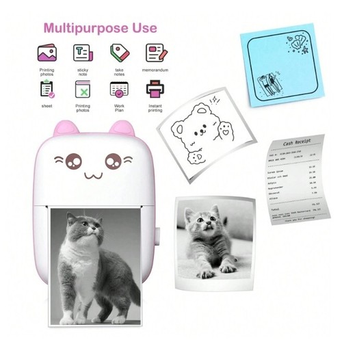 Mini impresora térmica de bolsillo inalámbrica Bluetooth foto pegatina papel impresión sin tinta - Imagen 5 de 6