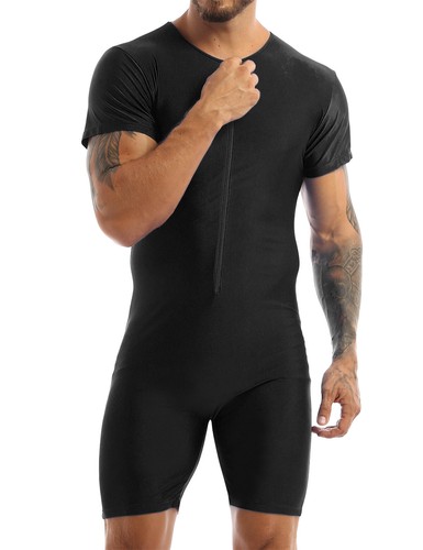 Mens One-Piece Boxer Shorts Leotard Bodysuit Athletic Workout Fitness Unitard - Picture 16 of 72