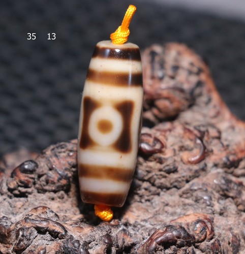 Energie Tibetischer alter Achat rote Zinnober Punkte Himmel&Erde dZi Perlen Amulett 天珠良品 5A+ - Bild 10 von 11