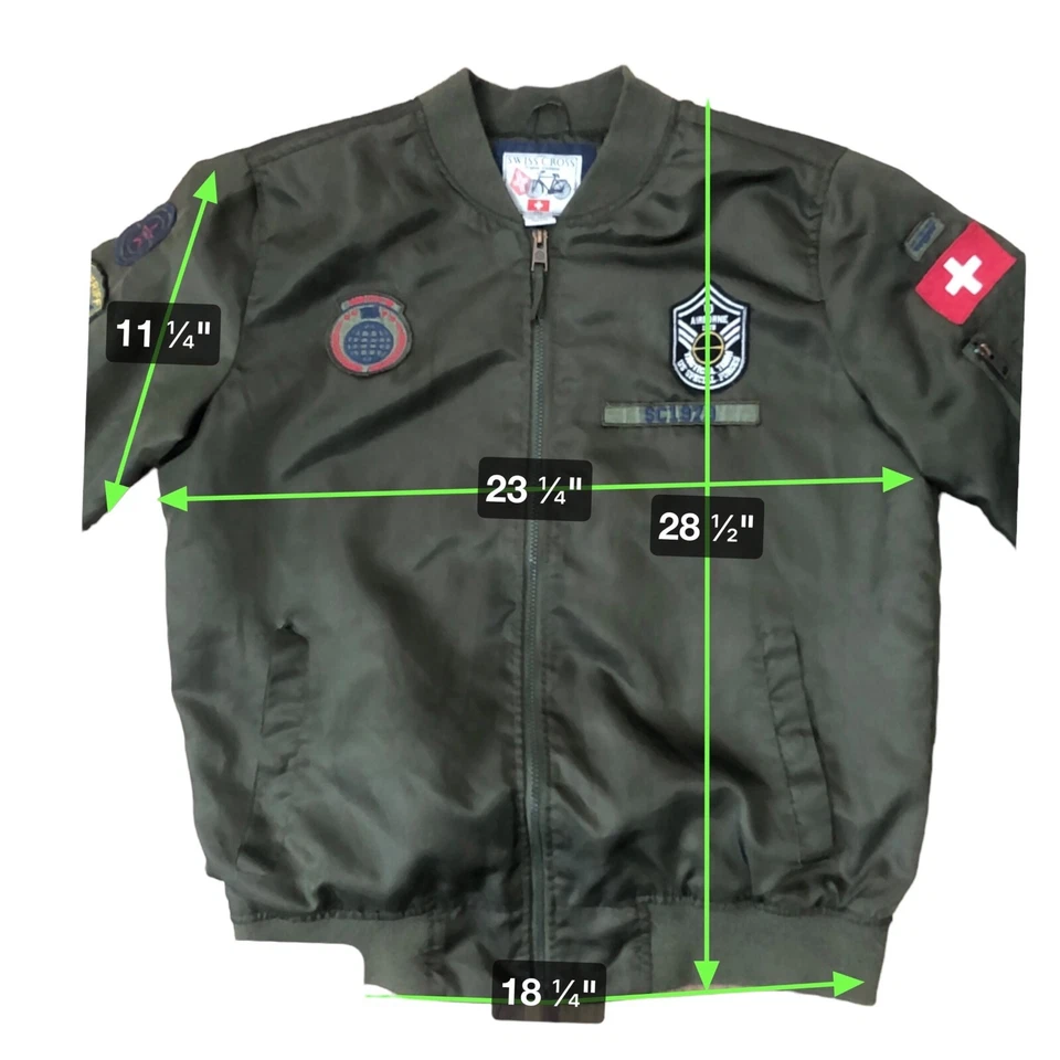 Chaqueta Trailblazer Swiss Cross Original Para Hombre XL Verde Satinado Táctico Cremallera Bombardero Foto 4 de 4