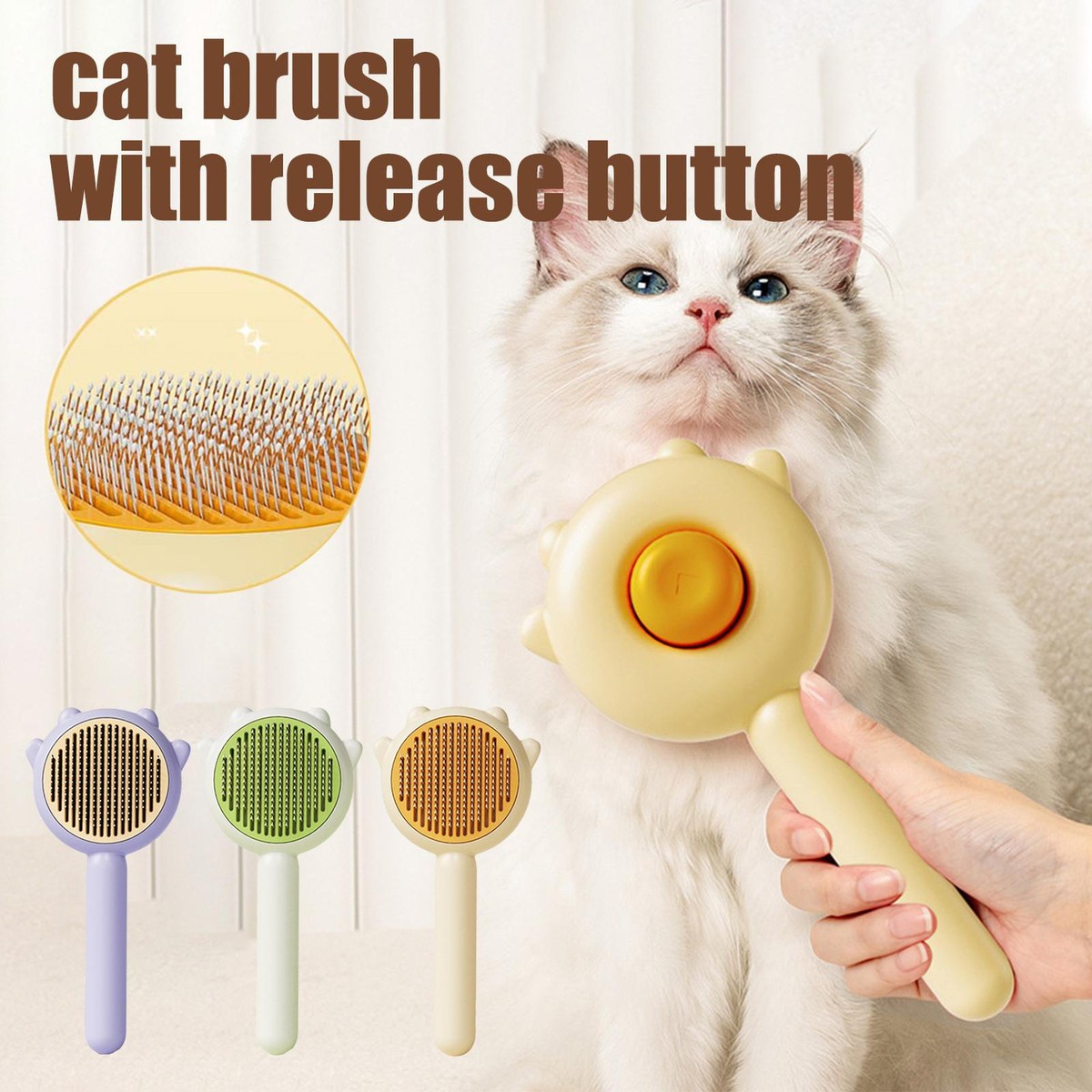 Cat Slicker Brush For Long Haired Cats Freshly Bailey Self