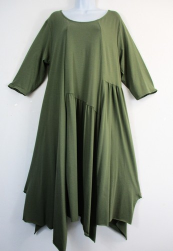 Ladies Lagenlook 95% Soft Slinky Cotton Asymmetric Hem Dress One Size:Plus 18-22 - Picture 27 of 50