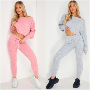 Details about Women Cable Knit Crop Top Suit Ladies Co ord Loungewear 2pcs Tracksuit Set Details about Women Cable Knit Crop Top Suit Ladies Co ord Loungewear 2pcs Tracksuit Set