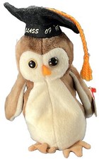 Ty Beanie Babies Wise The Owl Class Of ‘98 Graduation Cap Ear & Tush Tags Vtg