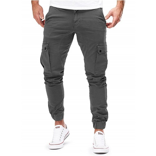 Men Elasticity Pocket Joggers Trousers Sweatpants Work PencilPants Bottoms - Picture 11 of 13