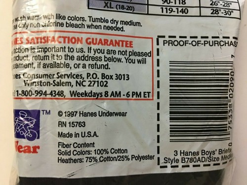 vintage hanes underwear 1990s Boys Briefs Youth Size Medium 10-12 90s pkg of 6 - Picture 10 of 12