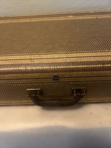 Rare VTG Abel & Bach ABC Plaid Leather Cosmetic Vanity Train Case Makeup Luggage - Picture 3 of 10