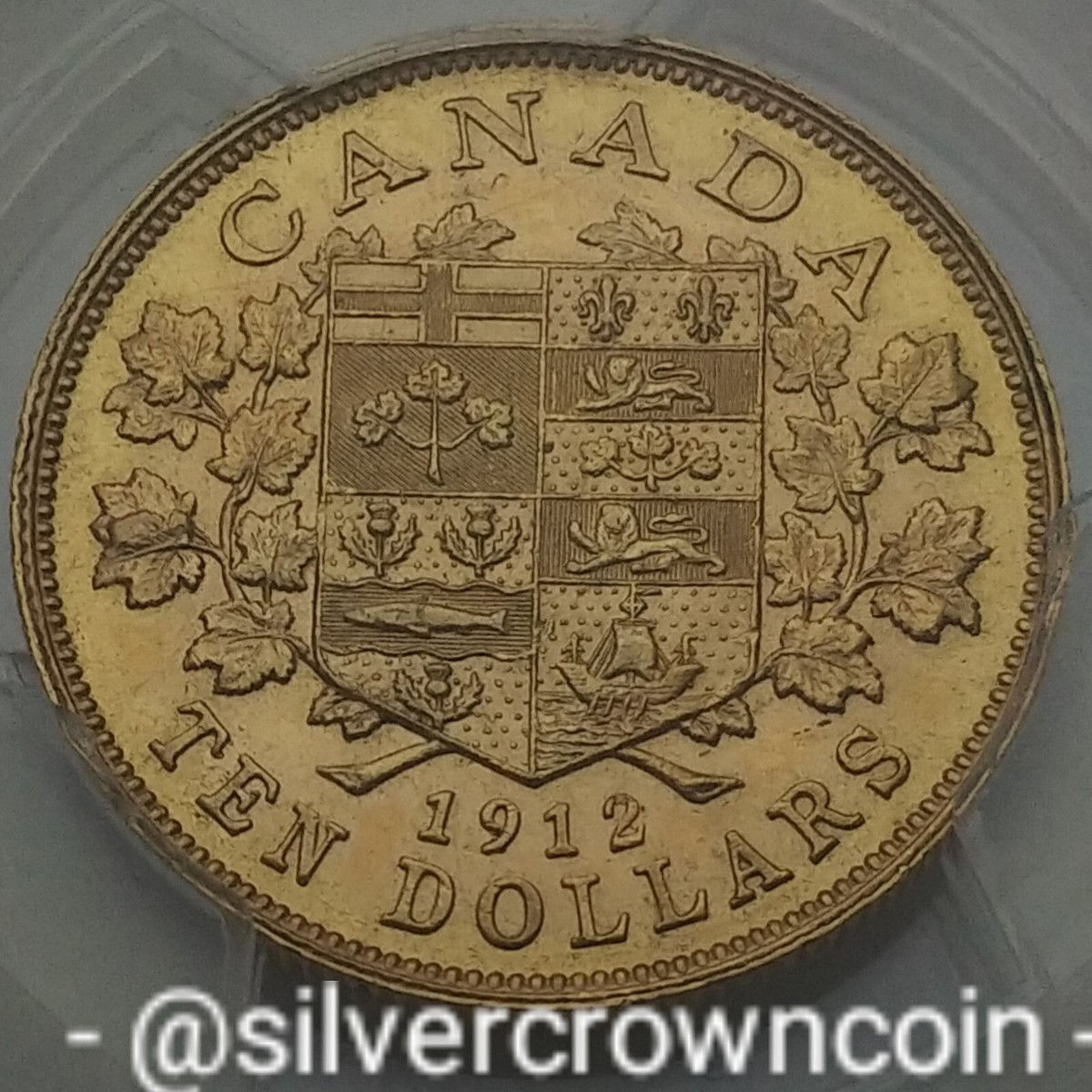 GOLDWINゴールドウィン／Canadian MuntainHolidays SCC Canada 10 Dollars 1912. First Canadian Gold Coin. PCGC