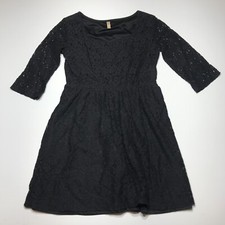 Xhilaration Dress Womens M Mini Cocktail Black Lace 3/4 Sleeve Sweetheart Neck