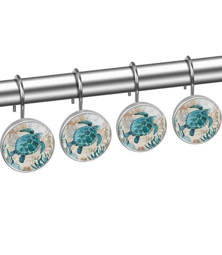 12 Sea Turtle Shower Curtain Hooks - New In Box - Picture 3 of 4