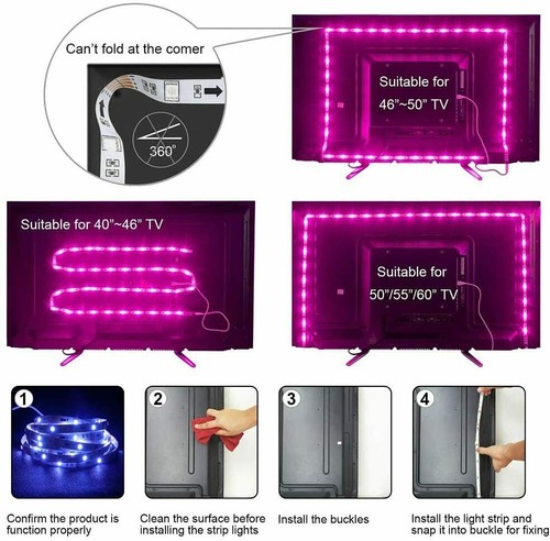 LED Strip Lights USB 5050 RGB Colour Changing Tape for kitchen Cabinet, TV - Picture 2 of 15