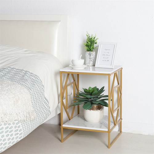 2 Tier Marble Simple Coffee Table Modern Square Sofa Side End Table Living Room - Picture 21 of 23