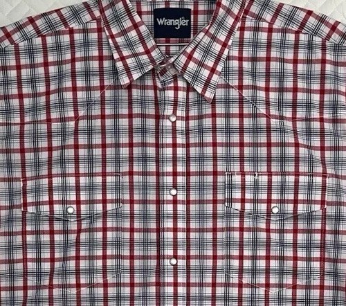 Wrangler Camicia Uomo Taglia XXL Rossa a Quadri con Bottoni, Western Pearl Snap - Foto 2 di 13