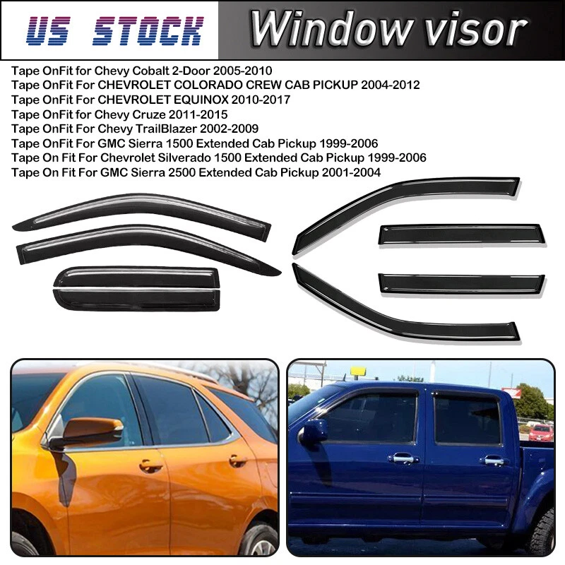 Window Visors Vent Sun Shade Rain Guards For Chevy Cobalt Cruze GMC Sierra Foto 3 de 4