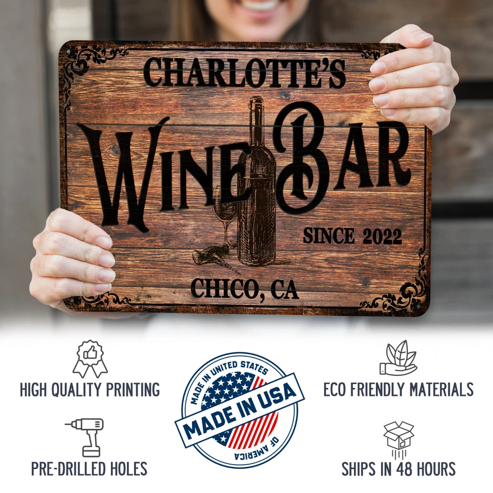 Letrero de bar de vinos personalizado decoración de bar de vinos bodega arte bodega viñedo 108122002179 Foto 3 de 4