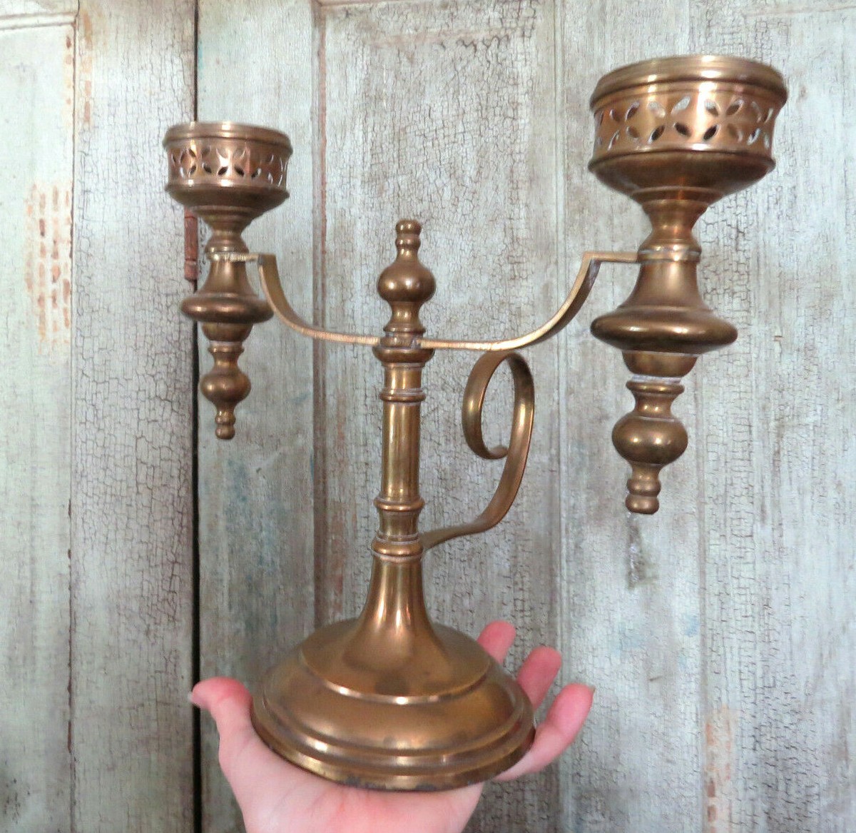 アンティーク雑貨 Antique Enamel Chamberstick Vintage French Enamel Chamber Stick, Candle Stick Holder