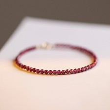 Minimalist 3mm Garnet Bead Healing Meditation Protection Handmade Women Bracelet
